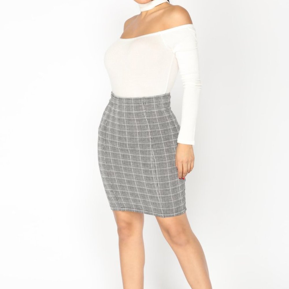 Francette Skirt - Black/White plaid skirt NWT